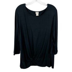 🌸 Chicos women’s faux knot shirt size XL long sleeve black